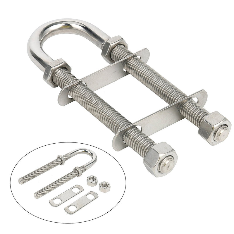 Amarine Made Pair of Stainless Steel Marine Boat Stern Bow Eye Tie Down U Bolt (Silver, 1/2" Dia - 2-1/2" Thread Lenght)