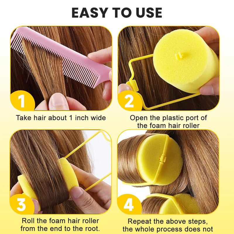 20 Pcs 2.5cm/1inch Foam Sponge Hair Rollers Soft Foam Hair Styling Curlers Small Flexible Sleeping Curlers Not Hurt Hairdressing Curler Perm Rods Wave Curler Hair Styling Tools for Women Girls