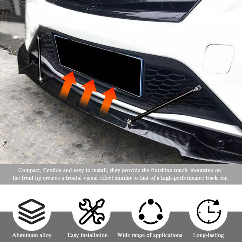 2PCS Front Bumper Lip Splitter Diffuser Strut Rod, Adjustable 8"-11" Front Bumper Lip Rod Tie Support Bar, Universal Bumper Protector Splitter Support Rod for Most Vehicle (Black) Black