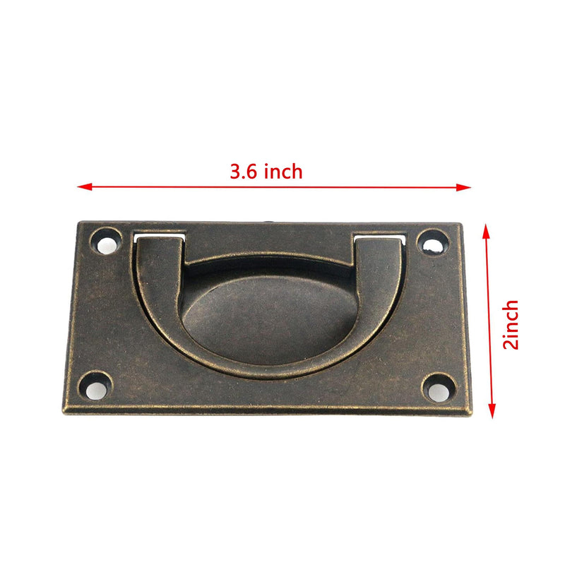 2 Pack 3.6 x 2 inch Antique Style Bronze Recessed Pulls,Vintage Recessed Door Handle,Kitchen Hardware Cabinet Handles Drawer Handles Antique Bronze