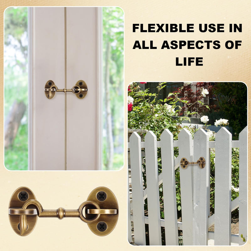 4 Pieces 2.75 Inch Brass Hook and Eye Latch Gate Door Latch Cabin Hook Lock Door Lock Hardware Best for Window, Sliding, Shed, Fence, Gate, Cabinet, Bathroom, Closet (Bronze) Bronze 4