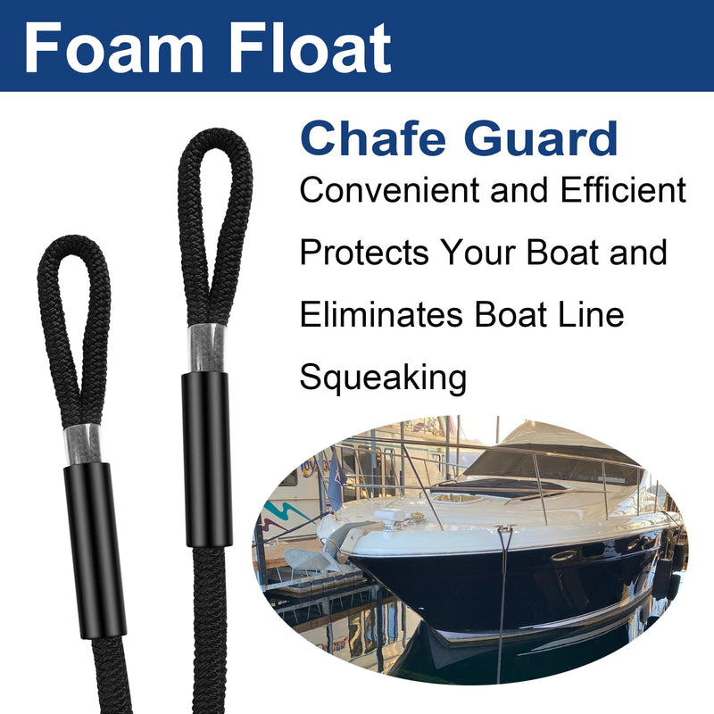 3/8" X 6ft Boat Dock Lines, Double-Braided Nylon Dock Line with 11" Eyelet. Boat Ropes Mooring Ropes, Boat Accessories for Yacht, Pontoon, Waverunner, Seadoo, Black 3/8" X 6ft 2 Pack
