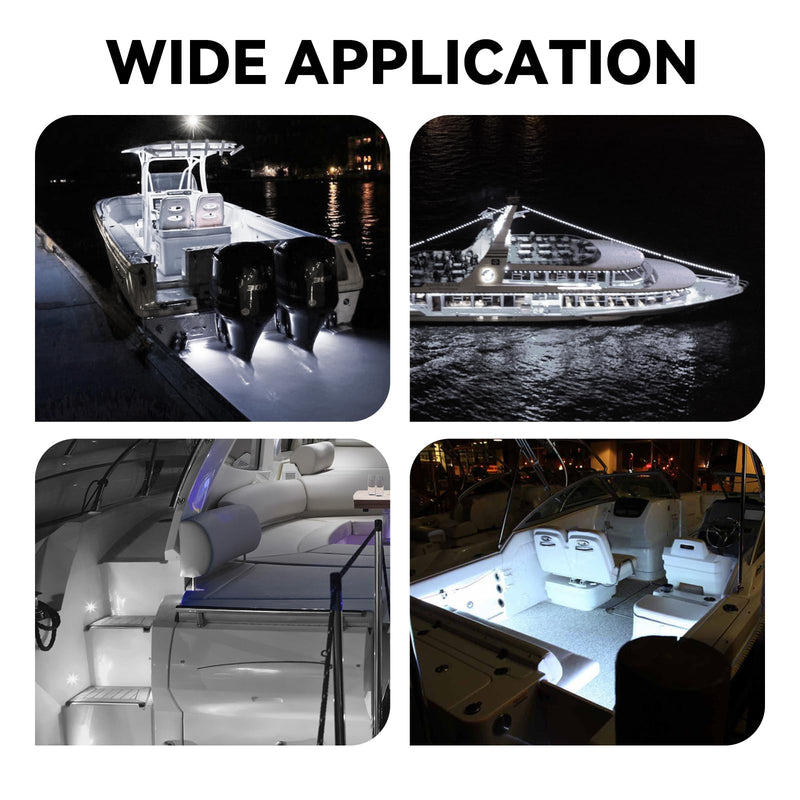 Boat Interior Lights, Waterproof Marine Led Boat Lighting, Night Fishing Lighting, Courtesy Transom Cabin Stern Cockpit Navigation LED Lights For Pontoon Bass Jon Jet Ski Kayak (White 4PCS) WHITE