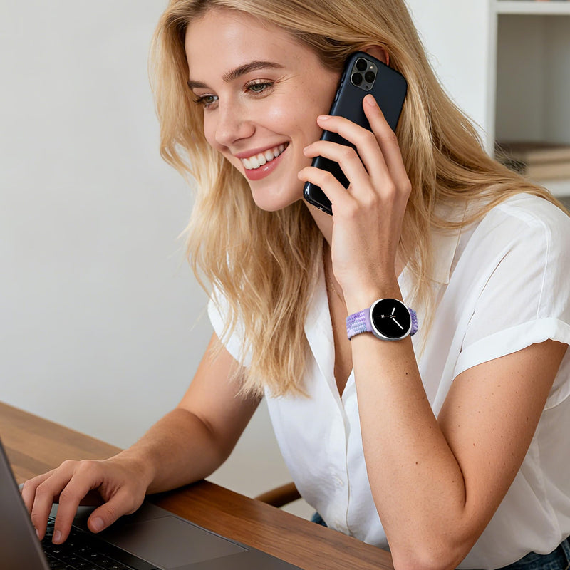 DaQin Nylon Magnetic Band for Samsung Galaxy Watch 9 8 40mm 44mm 46mm | Soft Breathable Nylon Braided Magnetic Band for Women Men, Stretchy and Adjustable, Ideal for Casual, Office, Workout, Sleep Violet