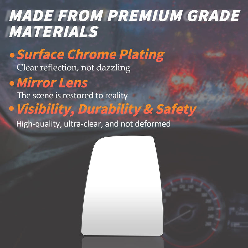 Driver Left Side Upper Rearview Convex Heated Mirror Glass With Rear Holder Fits for 2015-2022 Ford Transit-150 250 350 HD CK4Z17K707B CK4Z17K707D