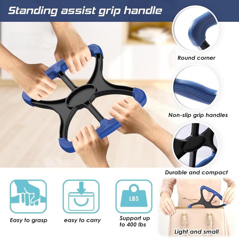 Generic 3-in-1 Elderly Assistance Kit: Standing Aid & Car Assist Grab Handle, Blue, Plastic, 4 inches x 6 inches