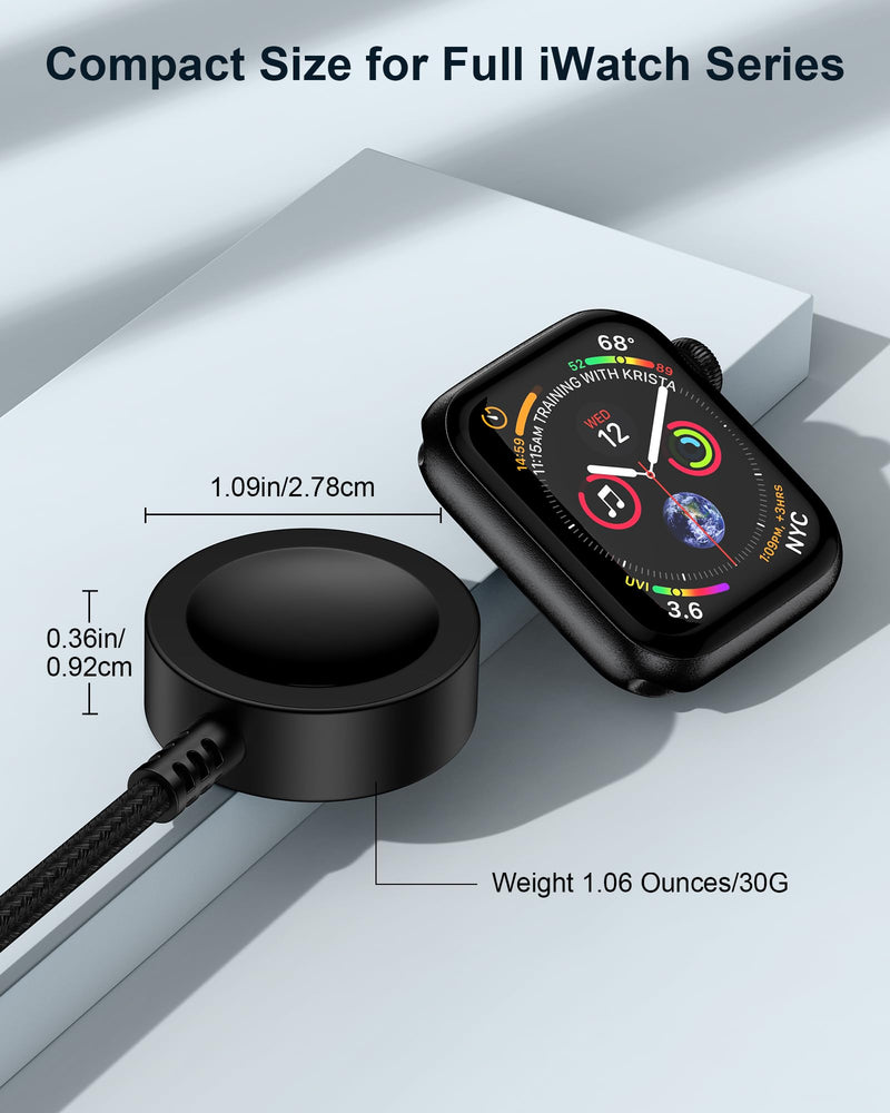 for Apple Watch Car Charger, Portable iWatch Charger USB to Magnetic Cord | Fast Charging Smart Watch Car Charger for iWatch Ultra3/2/SE3/SE2/SE Series 11/10/9/8/7/6/5/4/3/2/1, 3 FT Cargador de Reloj Black