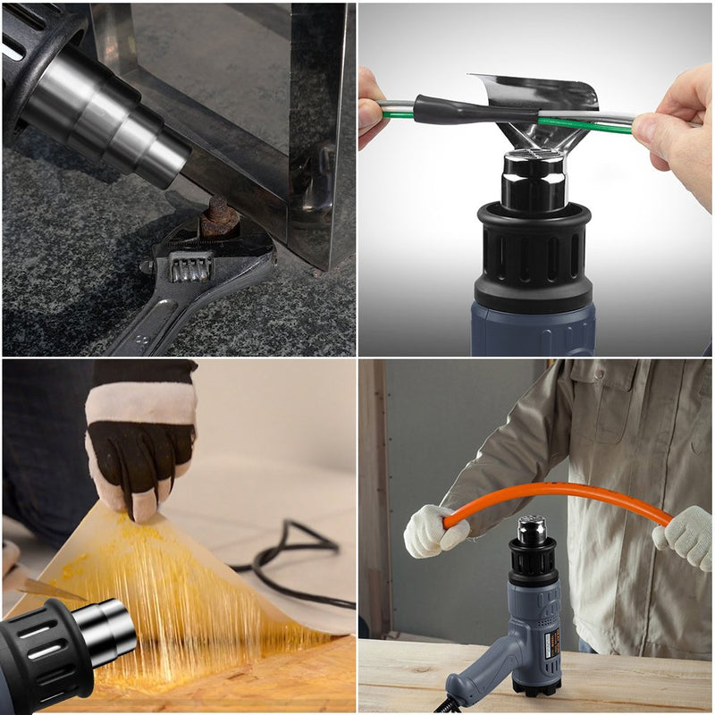 SEEKONE Industrial Heat Gun 1800W 122℉-1202℉(50℃-650℃) Variable Temperature Control with 2 Temp-settings, Overheat Protection, 4 Nozzle Attachments for Shrinking PVC, Bending Pipe, Removing Paint