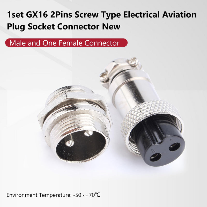GX16-2 Aviation Metal Screw Connector 2 Pin Male Female Plug for Plasma Cutters CNC Machines Electrical Socket with Solder Cups