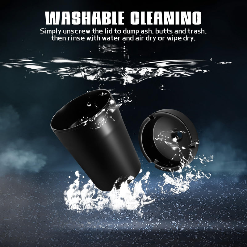 Wuyaoyao 2PCS Car Ashtray, Automotive Self-Extinguishing Ashtray with Lid Smell Proof, Smokeless Ashtrays for Car Cup Holder, Portable Vehicle Cigarette Ash Holder Trash Can for Home Office