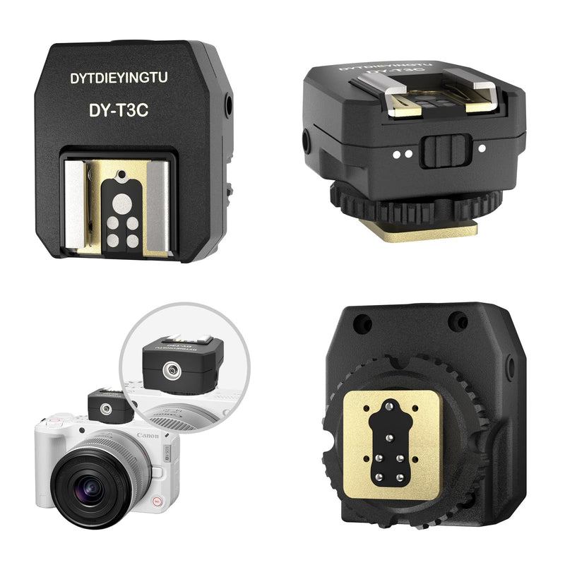 DY-T3C for Canon Camera Flash Hot Shoe Adapter Mount Top-Mounted Expansion Accessory: Multi-Flash synchronous Shooting with Cable Converter (DY-T3C 1PCS + PC Cable 1PCS) DY-T3C 1PCS + PC cable 1PCS