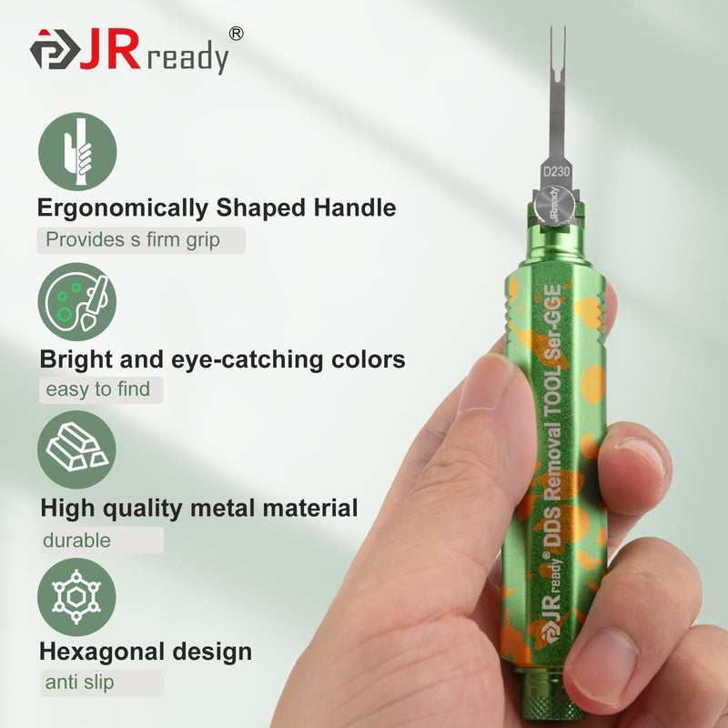 JRready ST5355 Terminal Removal Tool Kit - Universal Vehicle Wire Harness Depinning Tool Pin Removal Tool, for Tyco JPT MCP MCON MQS, Sumitomo, Delphi, Molex Pin Extractor, with 16Pcs Replacement Tips 16 IN 1 KIT