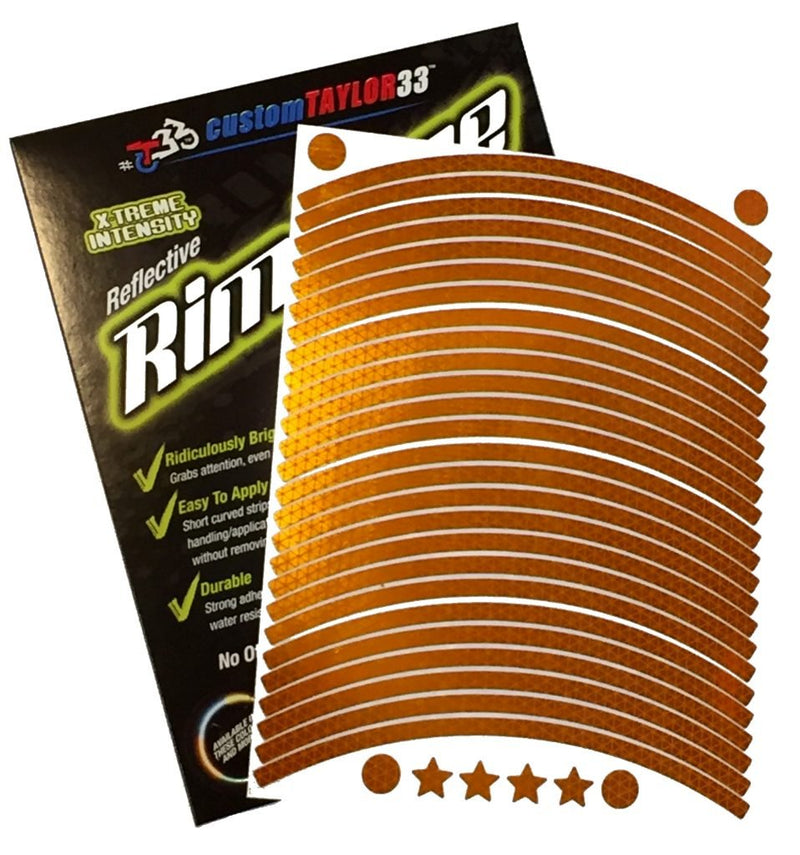 customTAYLOR33 (All Vehicles Orange High Intensity Grade Reflective Copyrighted Safety Rim Tapes (Must Select Your Rim Size), 17" (Rim Size for Most SportsBikes) 17" (Rim Size for Most SportsBikes)
