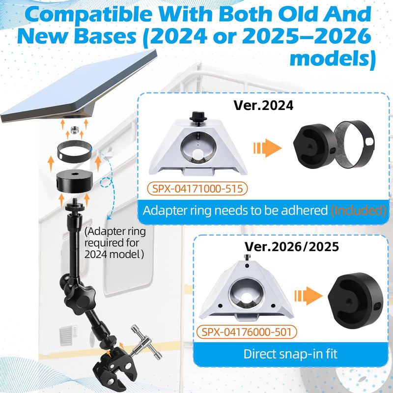2024-2026 Starlink Mini Clamp Mount RV Adjustable Arm & Pipe Adapter