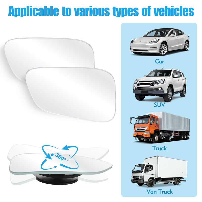 Blind Spot Mirror, HD Glass Frameless Convex Side Blindspot Mirror for Car, Car Accessories, Side Mirror Blindspot Mirrors with Adjustable Stick for SUV and Trucks