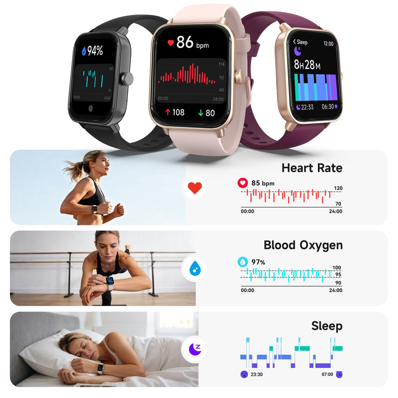 Smart Watch for Women,1.85'' AMOLED Ultra-Clear Screen,Alexa Built-in | Fitness Tracker with 110+ Sport Modes Heart Rate/SpO2/Sleep/Calories Monitor,Smartwatch for iOS/Android,IP68 Waterproof Pink 1.85