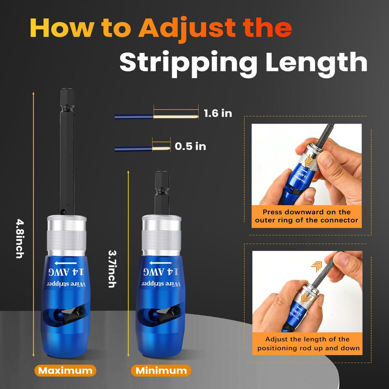 Wire Stripper for Drill, 6/8/10/12/14 AWG Wire Twister Tool for Drill, New Upgrade Drill Wire Stripper and Twister Kit, Wire Stripper Tool, Wire Stripping and Twisting Tool, Electrician Tools Set Black