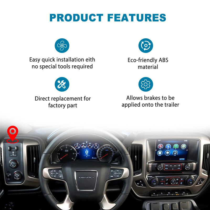 Trailer Brake Control Switch Compatible with GMC and Chevy Vehicles 2014-2020 Colorado, Silverado 1500, Suburban, Canyon, Tahoe, Sierra 2500, Yukon OE# 84108373, 23145874