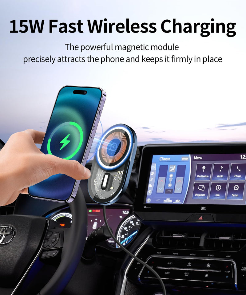 Wireless Charging Car Phone Holder for Toyota Venza 2021-2024, 12.3" Screen | Magsafe Accessories Fast Charging Magnetic cell phone Holder Clip Compatible with iPhone Android, 3D Fit Vehicle Phone Stand