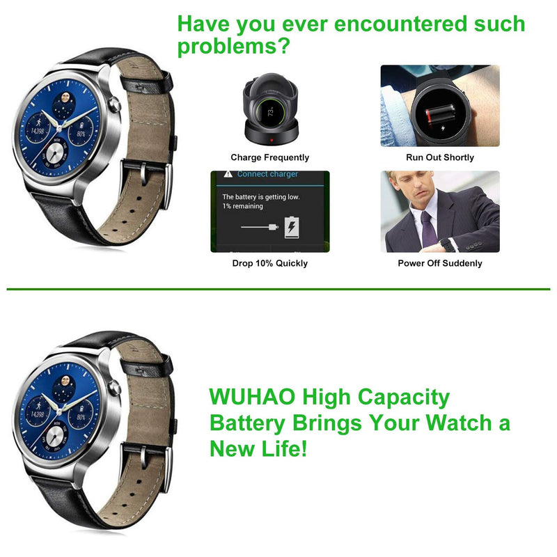 WUHAO Replacement Battery for Huawei Smart Watch 1st Gen/Watch Gen 1, HB442528EBC Battery with [Set of Screws] and Tool Repair Kit