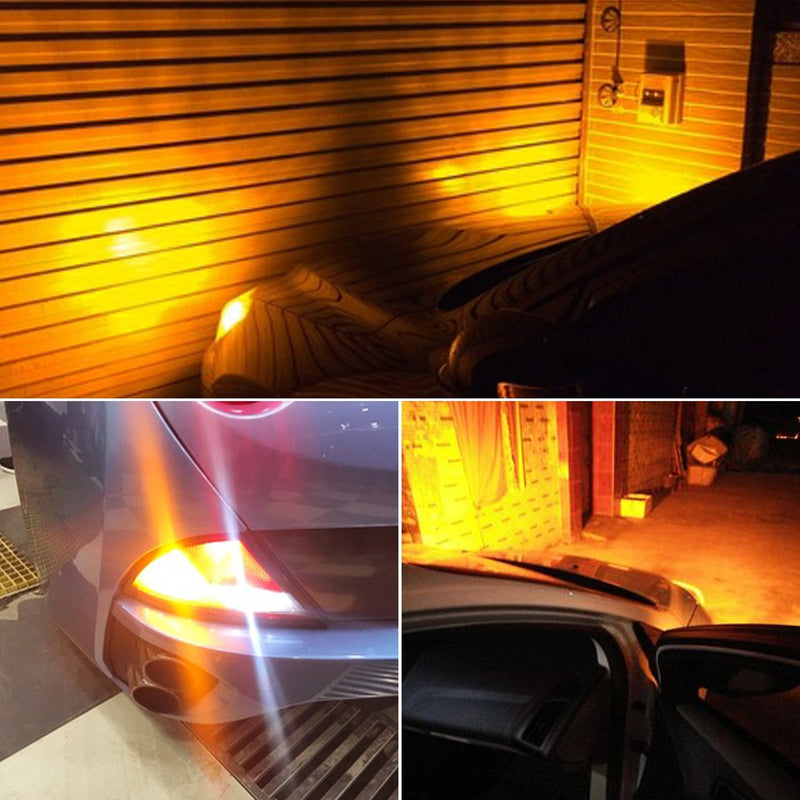 PHINLION 3157 LED Bulb Amber Yellow, Super Bright 3156 4157 3757 3457A LED Blinker Bulbs for Rear Front Turn Signal Parking DRL Side Marker Lights, Non-polarity, Pack of 2