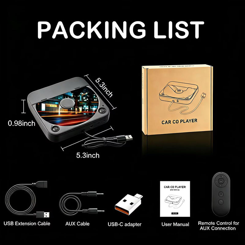 CD Player for Car, External Portable Car CD Players with USB/AUX Port, Universal USB CD Player for Vehicle, Laptop, TV, Computer, for Android 4.4 and Above Navigation Black