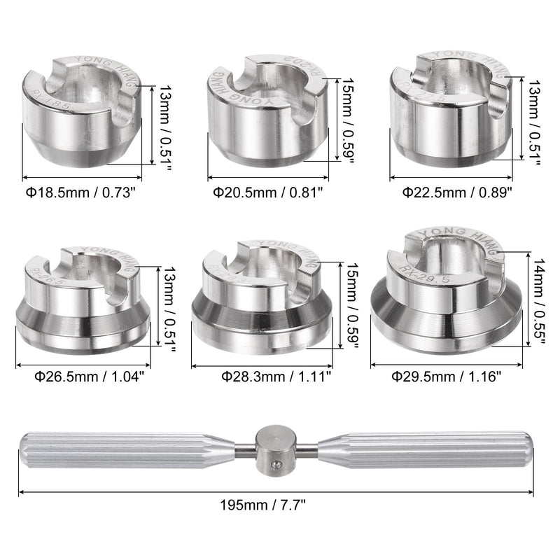 uxcell 5537 Watch Case Opener Dies Set, Alloy Steel Watch Back Cover Remover Repair Accessory with Wrench for Watch Repair Watchmaker, Silver
