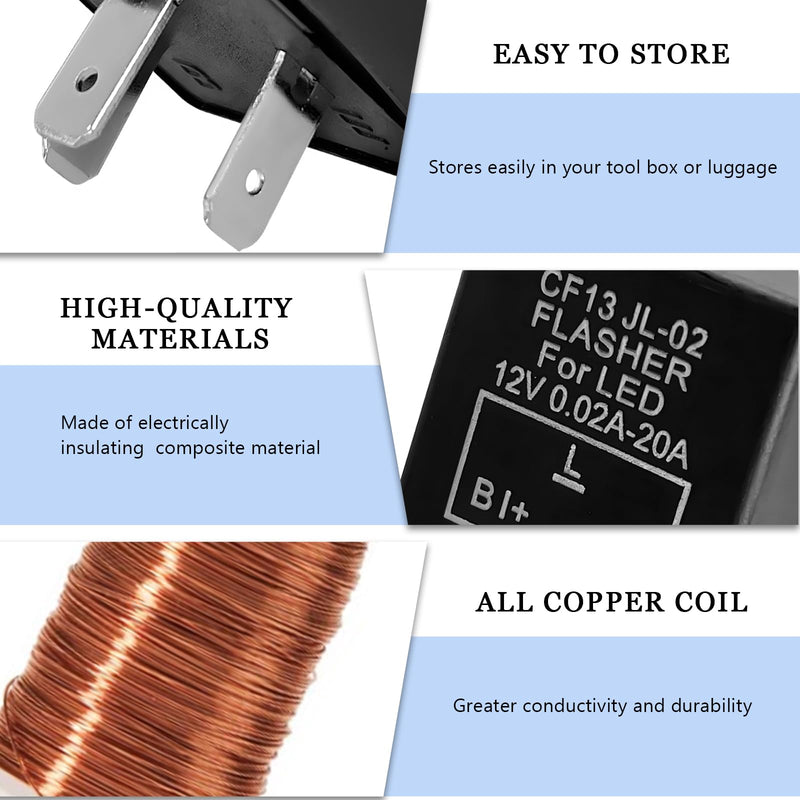 3-Pin CF13 EP34 Electronic Flasher Relay, CF13 JL-02 12V LED Light Flasher Blinker Relay, Universal Turn Signal Light Falsher Fixes Hazard Warn Hyper Flash No Flash Fixed