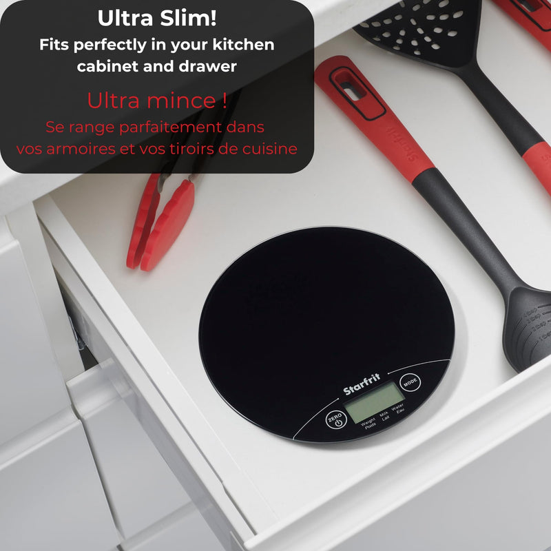 Starfrit Digital Kitchen Scale - 5kg/11lb - Precision Baking Imperial to Metric - Measures Liquid Volume
