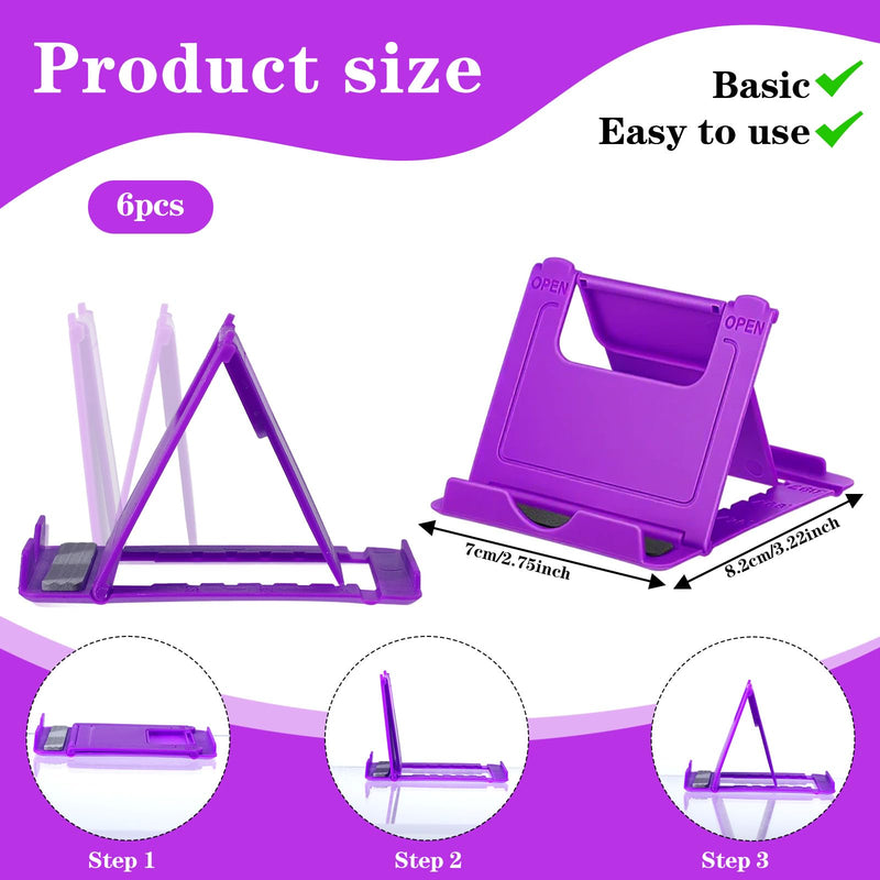 SynHHergyx Portable Phone Stand, 6 Pcs Colorful Foldable Cell Phone Stand Holder for Desk Universal Adjustable Cellphone Holder Compatible with Most Mobile Phones Tablet Color 2