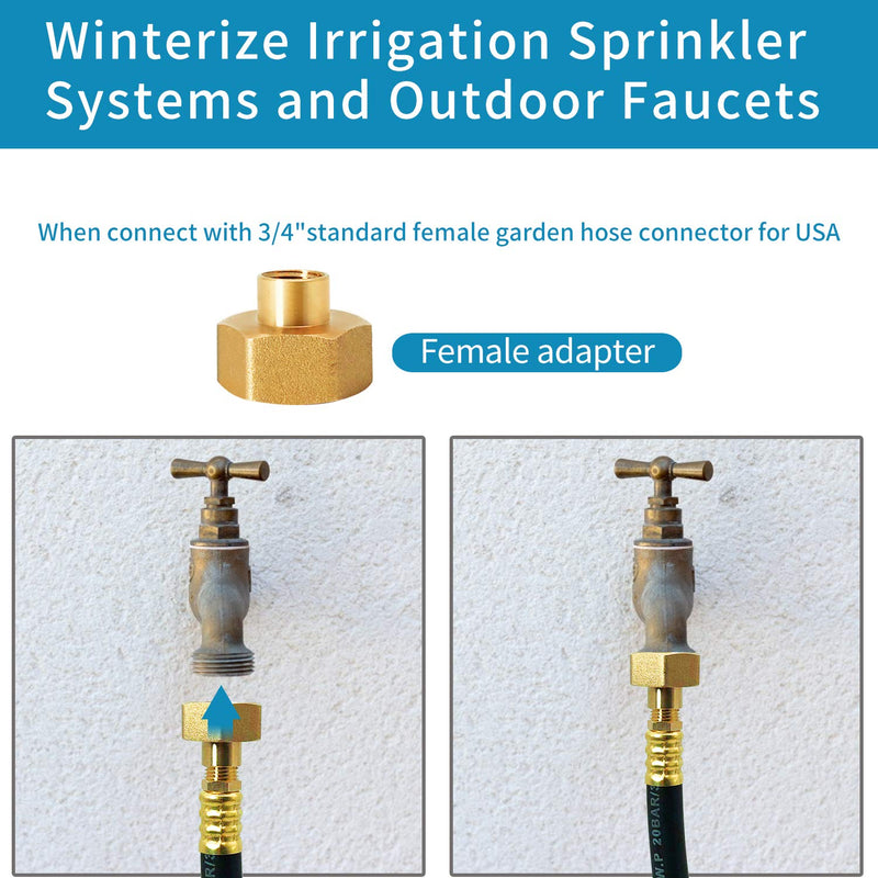 RV Camper Winterizing Kit, 16 Inches Sprinkler Winterization Kit with Shut Off Valve, RV Water Blowout Adapter Air Compressor Quick Connect kit for Winterize RV Motorhome, Boat, Camper, Travel Trailer Black