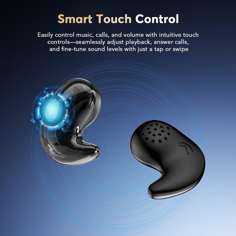 Sleep Earbuds for Side Sleepers, Invisible Flat Bluetooth Sleeping Earbuds, Zero Pressure White Noise Sleep Headphones, No Lights or Alerts, Tiny Hidden Earbuds for All Night Undisturbed Sleep Jet Black