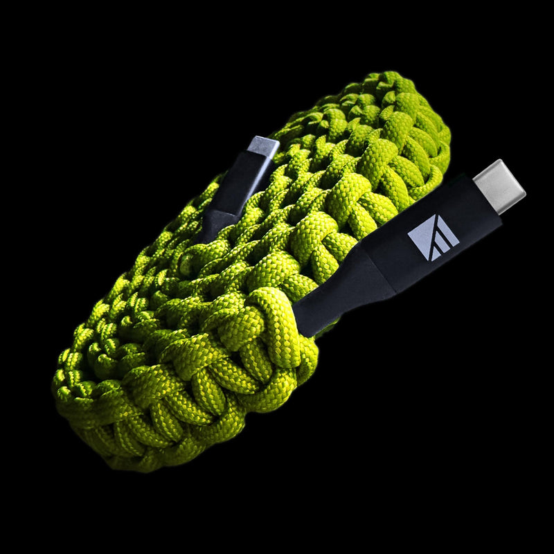 Dark Energy USB C to USB C Paracord Cable - Fast Charging Cable - Durable Nylon Fiber Cover (96W, Green) 96 W