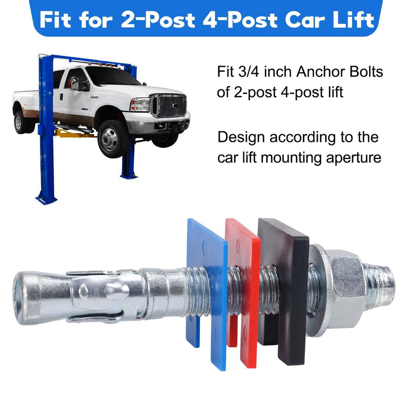 60 Pcs Plastic Auto Lift Leveling Shim Kit For 2 Post 4 Post Car Lift Install, Tile Construction Horseshoe Spacer Fit For 3/4" Anchor Bolt (1/16" Blue, 1/8" Red, 1/4" Black) 3-Size | 60pcs Plastic Shims
