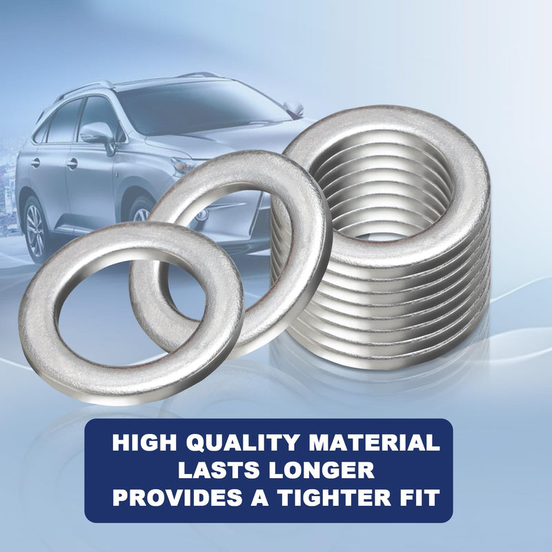 24-PCS Oil Drain Plug Gasket Washer- Aluminum M14 Crush Washer Oil Drain Plug- Premium Seal Replaces for OEM 94109-14000, Honda, Accord, Acura, Civic, Ridgeline, Odyssey, CR-V, Pilot, Fit, Element M14 Oil Plug Gasket For Honda-Acura