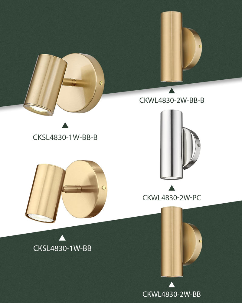 Gold Wall Sconce, Modern Wall Light Fixture, LED Track Lighting with GU10 Bulb for Bedroom Entryway Bathroom Kitchen, SL4830-1W-BB 1-Light Brass Gold 1 PACK