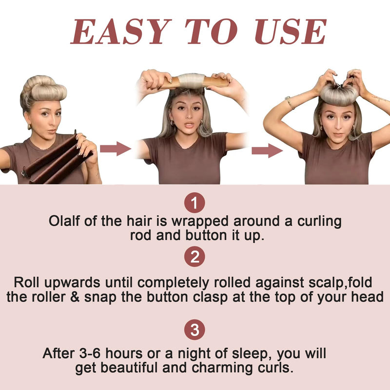  [AUSTRALIA] - 3 Pcs Heatless Curlers, Heatless Curls Hair Rollers for Long Hair, No Heat Overnight Curlers Blowout Rods Soft Satin Sleeping Lazy Curler (Black) Black