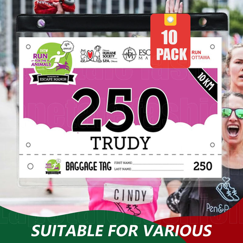 Clear Bib Boards Sleeves Protector for Runners,Race Bib Vinyl Holder,Race Bib Display Vinyl Protector Sheets, Marathon Running Bib Sheet Protector Black 10