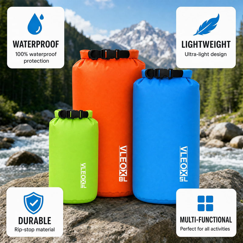 Dry Bag 3-Pack/5-Pack, Ultralight Dry Sack, Lightweight Waterproof Bags Roll Top Sack Set Keeps Gear Dry for Hiking, Backpacking, Kayaking, Camping, Swimming, Boating 3 Pack - 3L+5L+8L