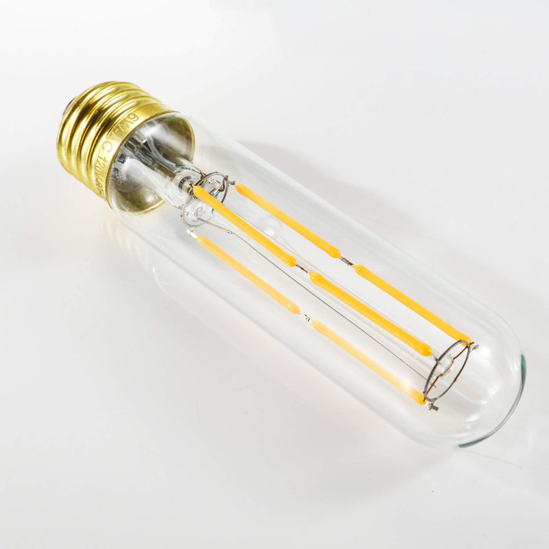 Dimmable T10 Edison Led Tubular Bulb 3000K Soft White E26 Vintage Led Filament Tube Bulb 60 Watt Equivalent 600lm E26 Base Lamp Bulb 6W for Display Cabinet Showcase Piano. (6-Pack.) 6w=60w Soft White 3000k 6p
