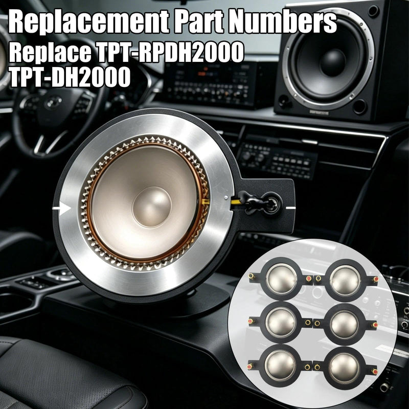 6-Pack Tweeter Diaphragm Fit for Timpano TPT-DH2000, Replace TPT-RPDH2000 | Fit for TPT-DH2000 PRO 8 Ohm titanium dome, 51.3 mm coil ID and 83 mm frame includes 6 diaphragms for repairs or spares