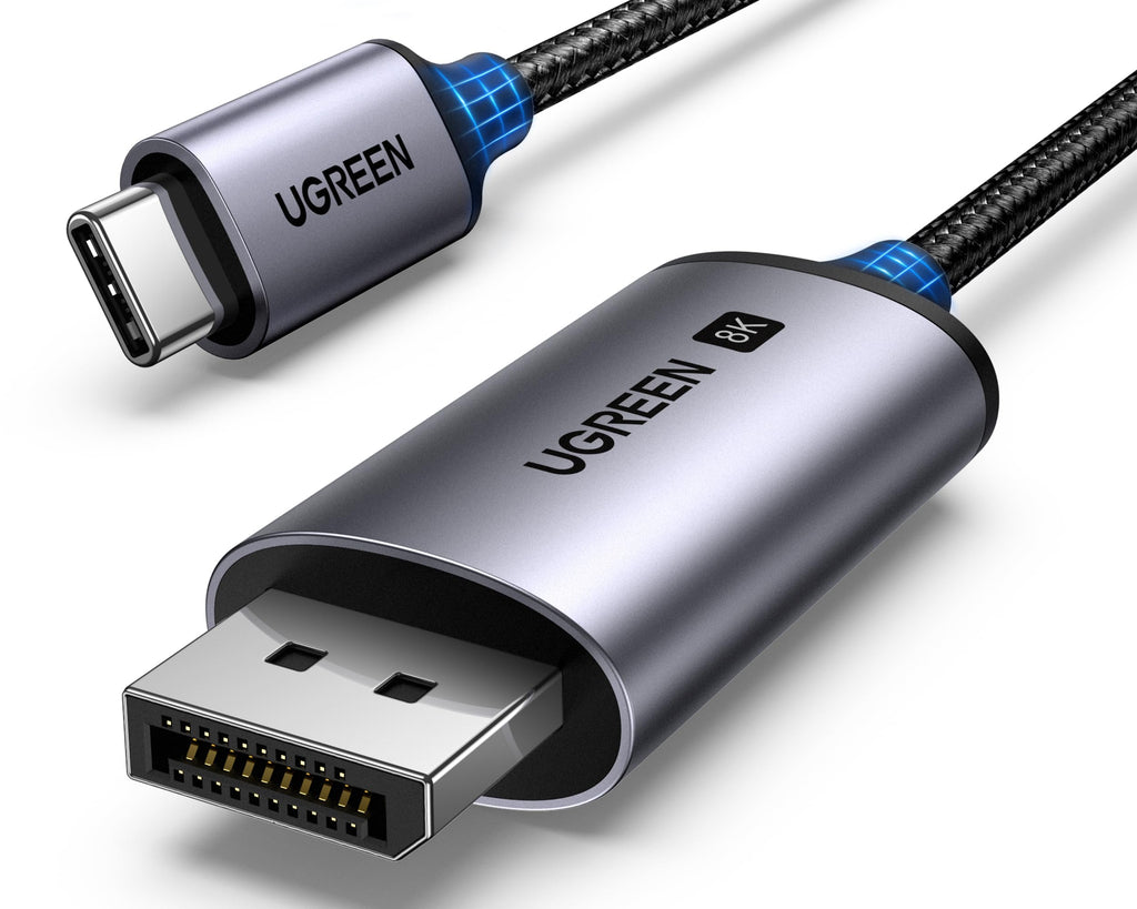 UGREEN USB C to DisplayPort 1.4 Cable 8K@60Hz 4K@240Hz Thunderbolt 4/3 to DisplayPort Cord USB C to DP 1.4 32.4Gbps Braided Compatible iPhone 15, MacBook Pro/Air, iPad, Mac Mini, Galaxy, XPS 17, 3.3FT