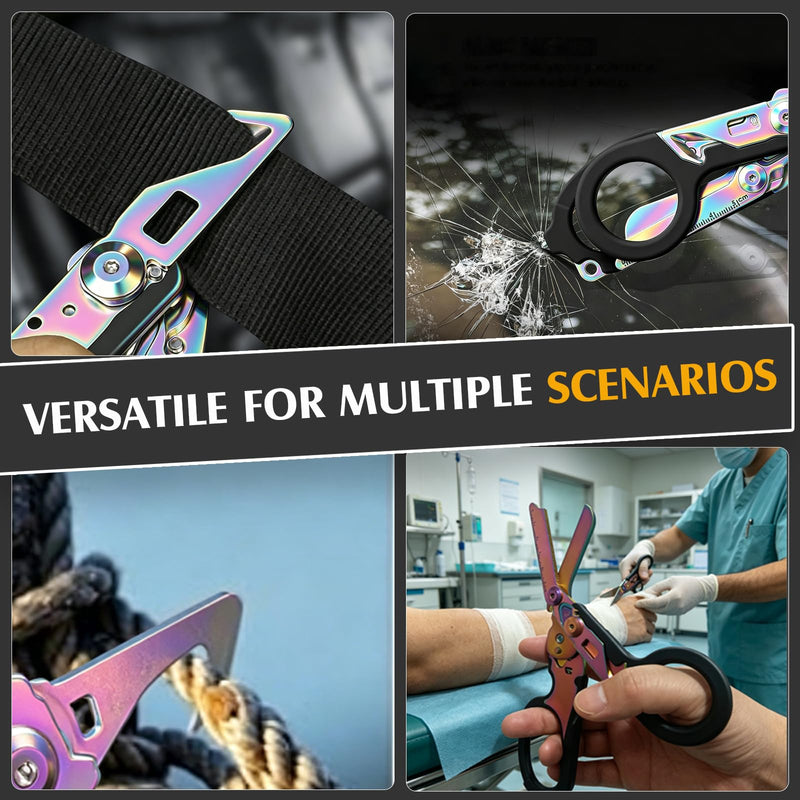 Trauma Shears Foldable with Compatible Holster,Multi Tool Emergency Response Trauma Scissors,EMT Tactical Shears,Medical Shear for Nurses Black Magic