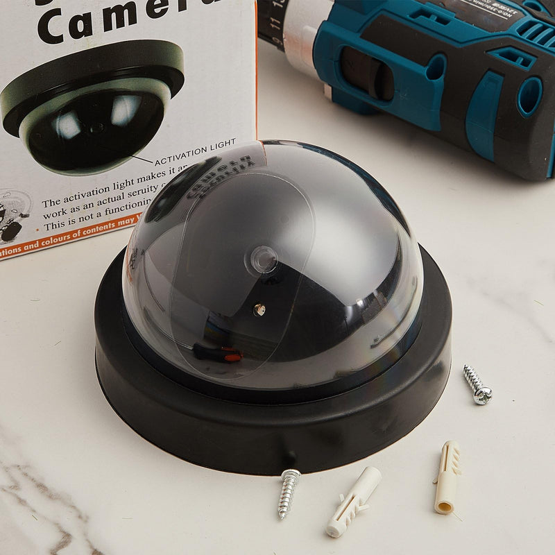 Kanayu 8 Pack Dummy Fake Camera CCTV Dome Fake Security with Flashing Red LED Light Wireless Surveillance Dummy CCTV for Outside Decoy Camera with Screws Tape for Indoor Outdoor Home(Black) Black