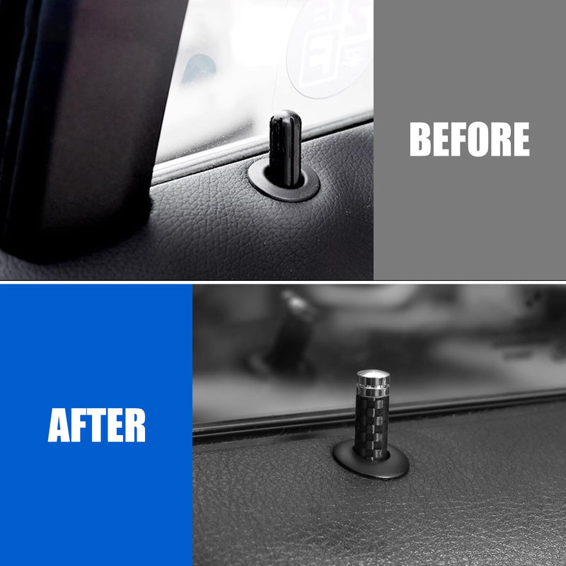 4 PCS Car Door Lock Pull Pins Replacements, Waterproof Carbon Fiber Vehicle Door Lock Trim Knobs, Universal Durable Automotive Door Lock Pin Cover Accessories for Truck SUV Car (Black)