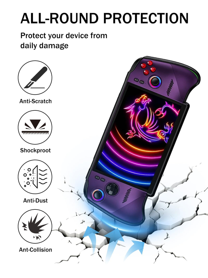Fully Wrap TPU Soft Protective Case for MSI Claw 8 EX AI+ - Shockproof Protective Cover Compatible with MSI Claw 8 EX AI+ CG3EM Accessories,Stand Version.-Black