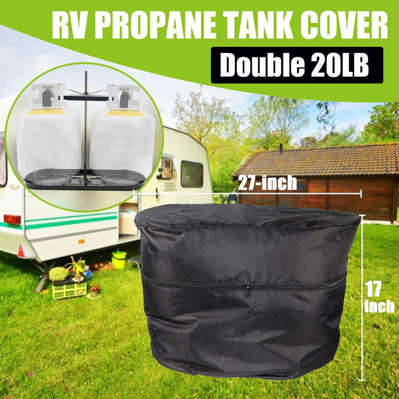 RV Propane Tank Cover, Camper Propane Tank Cover Double 20lb, for Travel Trailer