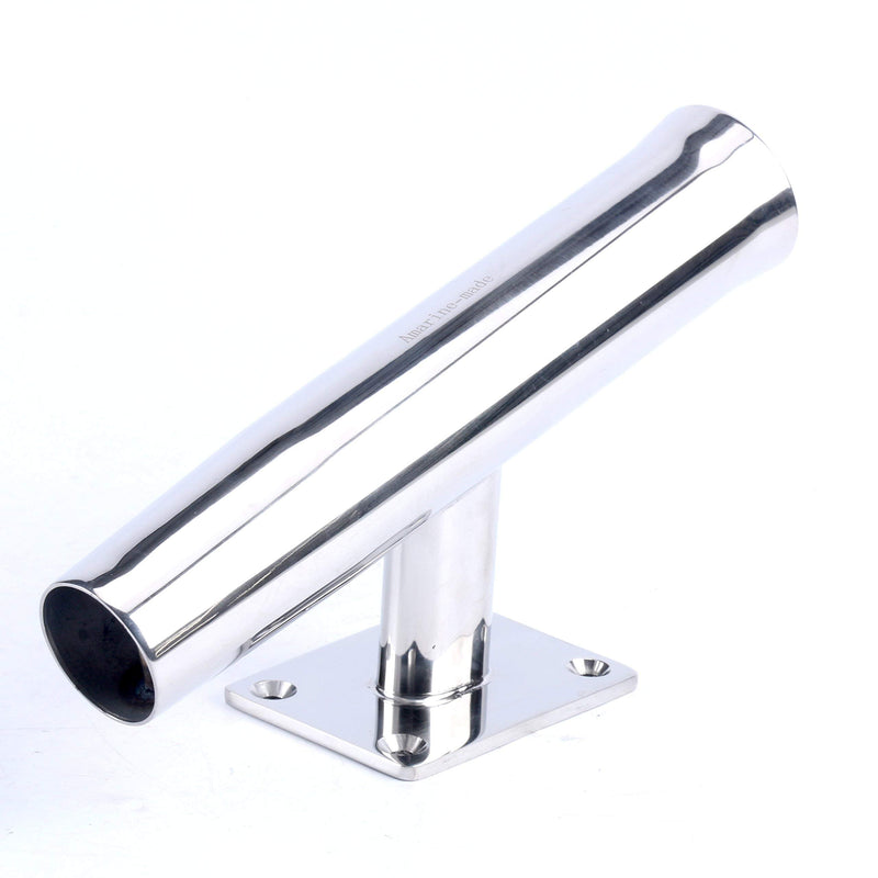 Amarine Made Stainless Steel Rod Holder, Tournament Style Single Rod Holder, Transom Mounted , Wall Mounted - 20 Degree
