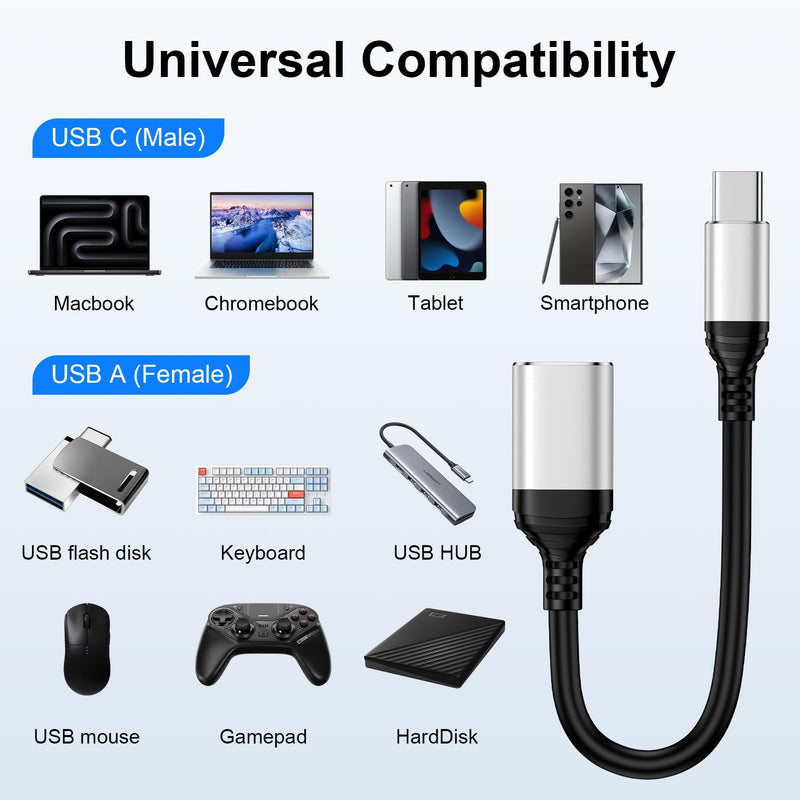 USB C to USB Adapter - 5Gbps USBC 3.0 OTG Adapter for Android, USB A Female | to USB C Male Adapter, Dongle Type C OTG Cable Converter Support Camera, Card Reader, USB Flash Drive,External/MIDI Keyboard