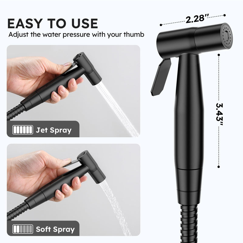 Arofa Black Bidet Sprayer for Toilet, Handheld Jet Sprayer Adjustable Water Pressure Muslim Shower with Bidet Hose, Bidets Faucet for Existing Toilets Cloth Diaper Spray for Baby/Feminine Wash Standard-1 Pack